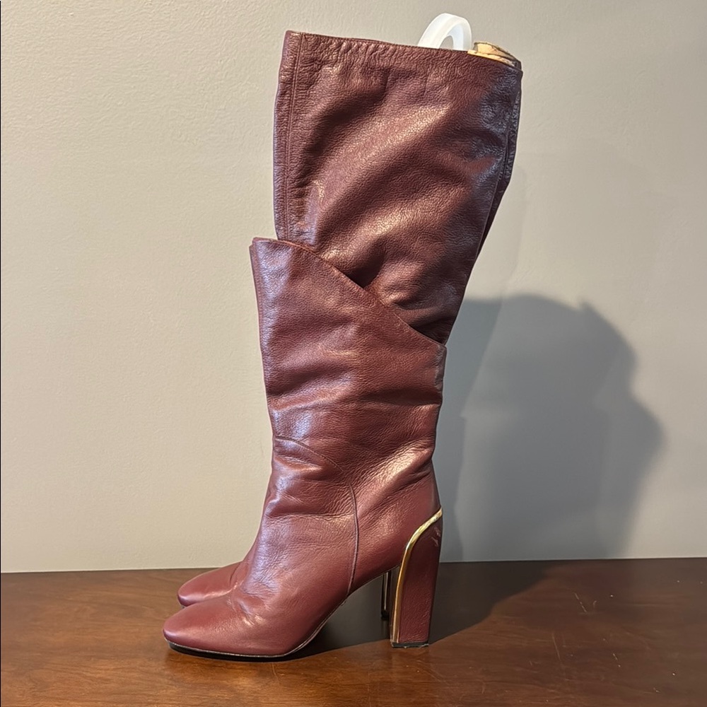 Diane vonFurstenberg burgundy/wine Leather Knee-High Boots women’s 10